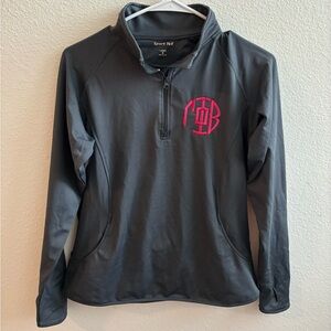 Gamma Phi Beta Quarter Zip Grey with thumb holes and a pocket!